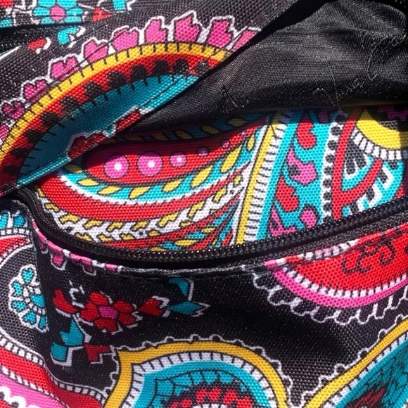 VERA BRADLEY Campus Backpack PETAL Paisley Black Pink Quilted Travel School - Picture 7 of 14